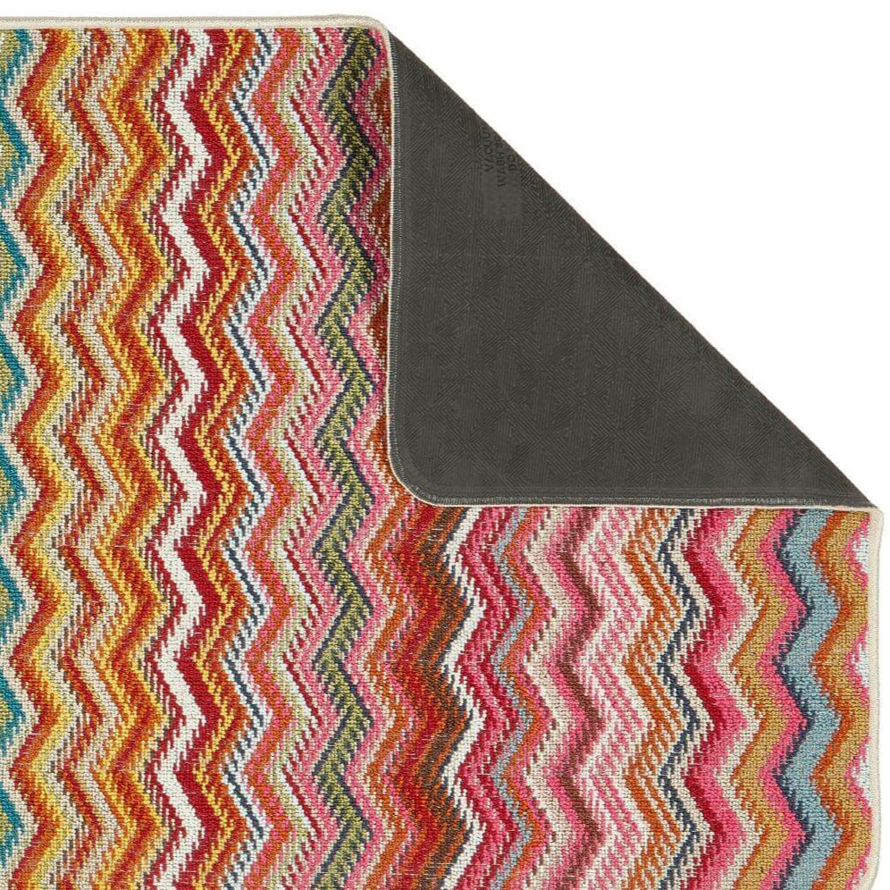 multicolour zigzag washable runner mat