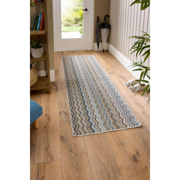 multicolour zigzag washable runner mat with entrance