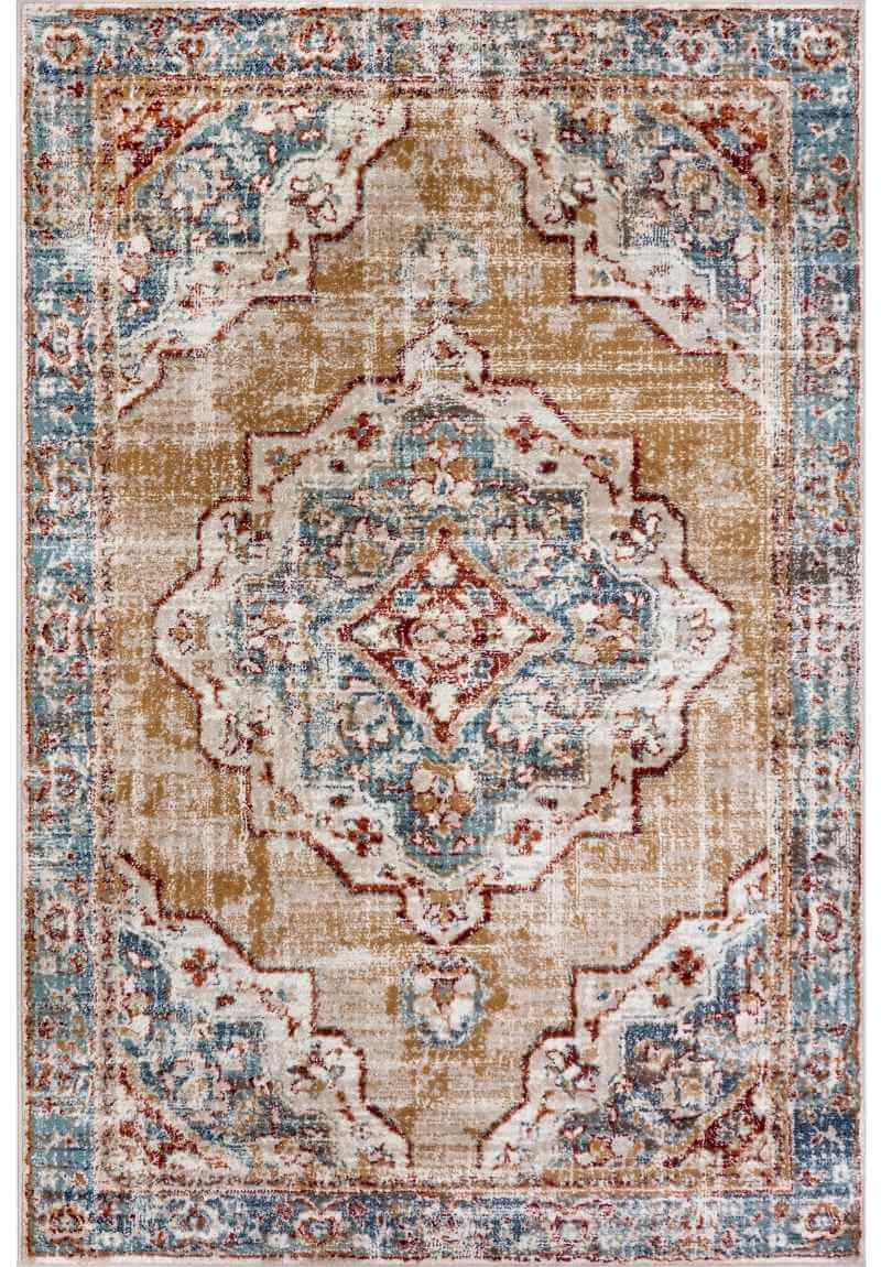 Short Pile Rug Strozzi Oriental Bordered Design