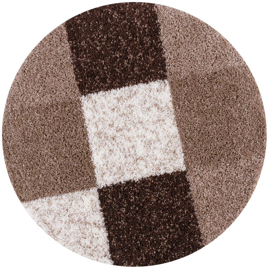 The Rugs Area Rug - Modern Luxury Shaggy Rug Geometric Brown