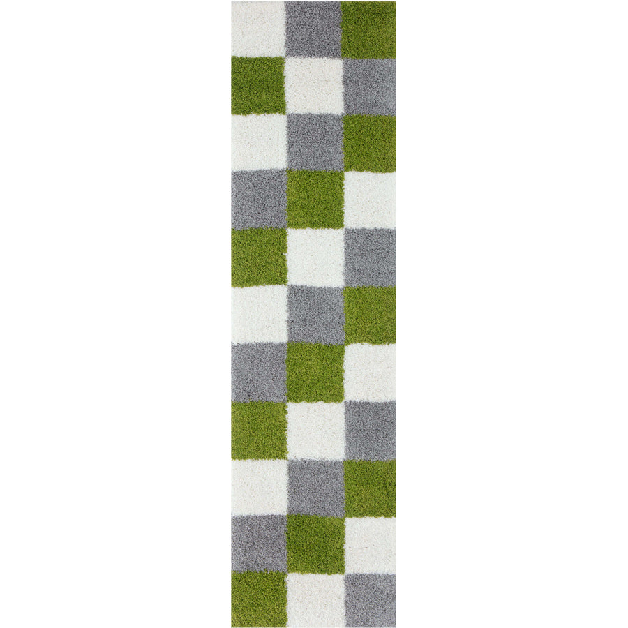 The Rugs Area Rug - Modern Luxury Shaggy Rug Geometric Green