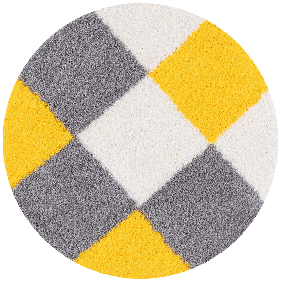 The Rugs Area Rug - Modern Luxury Shaggy Rug Geometric Yellow