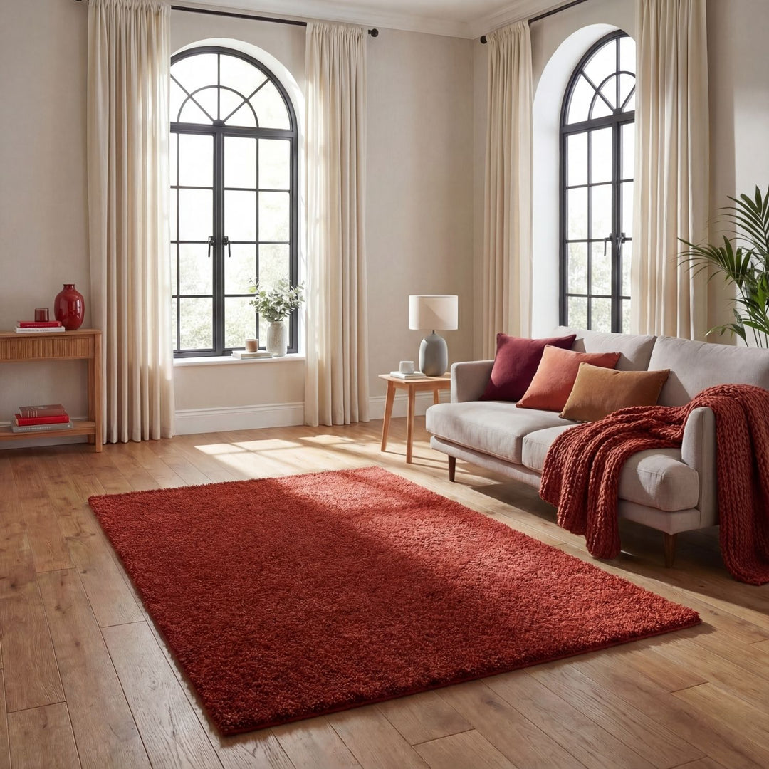 Shaggy Rug Plain Orange ultra soft 30 mm pile, non-shedding