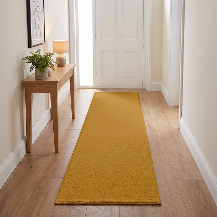 Washmellow ochre washable runner in a hallway | The Rugs