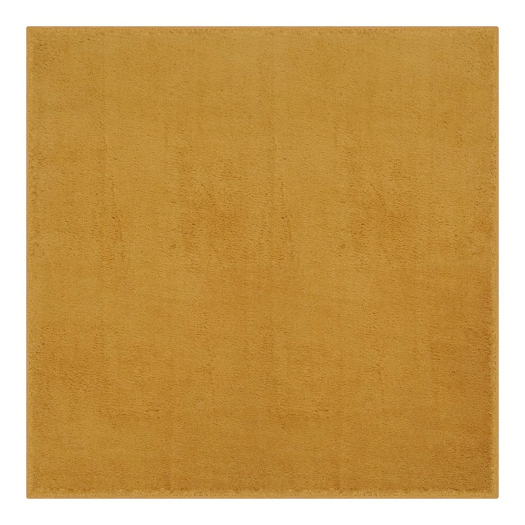 Washmellow ochre square washable rug, top view | The Rugs