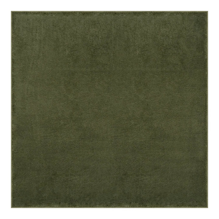 Washmellow olive green square washable rug, top view | The Rugs