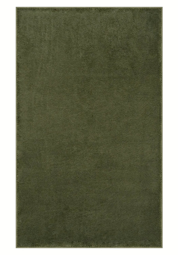 Washmellow olive green washable rug, top view of the full rectangle rug | The Rugs