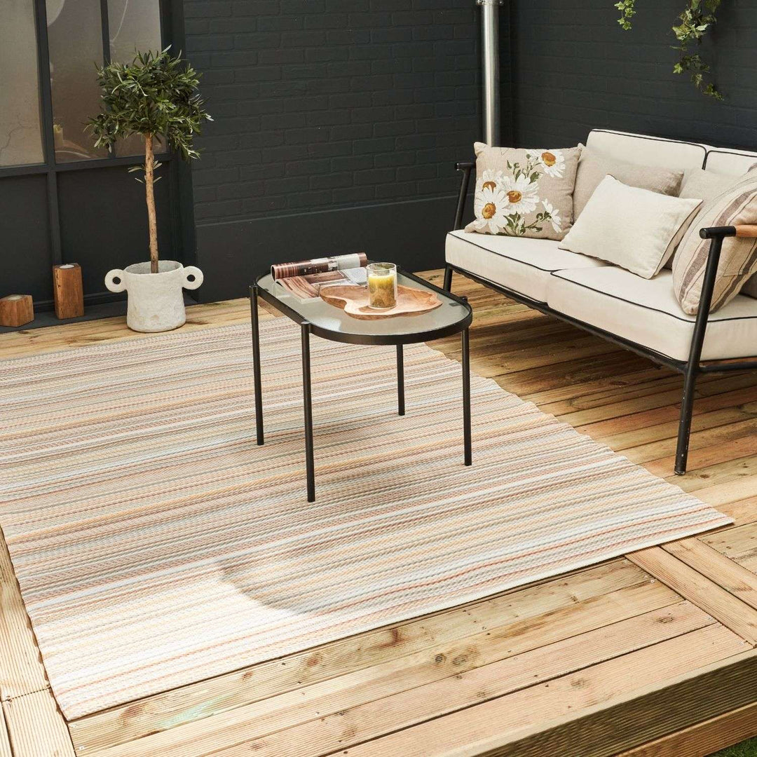 Rainbow Outdoor Rug Beige | Vibrant Geometric Patterns