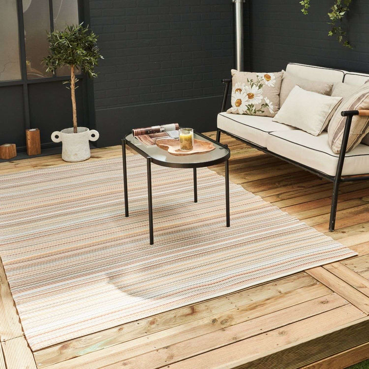 Rainbow Outdoor Rug Beige | Vibrant Geometric Patterns