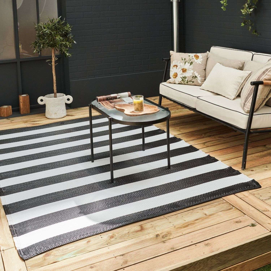 Rainbow Outdoor Rug | Black & White Geometric | The Rugs