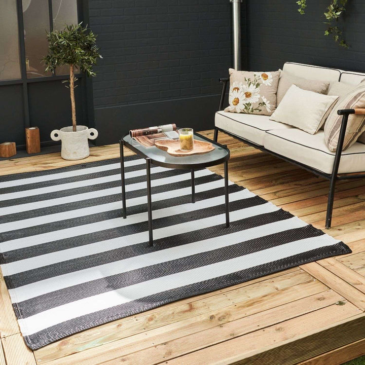 Rainbow Outdoor Rug | Black & White Geometric | The Rugs