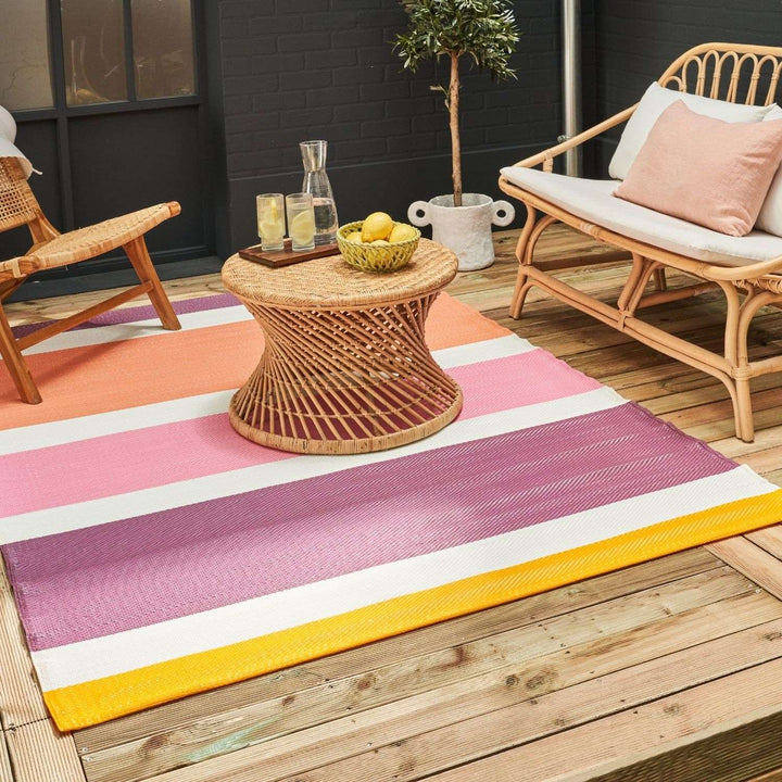 Rainbow Outdoor Rug Pink | Patio Decor | The Rugs