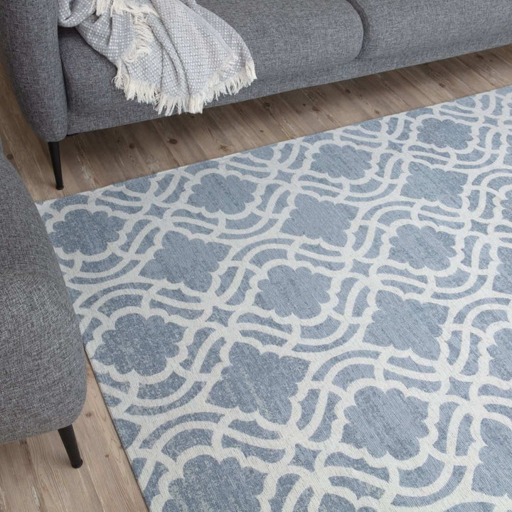 Machine Washable Flat-weave Moroccan Rug Blue