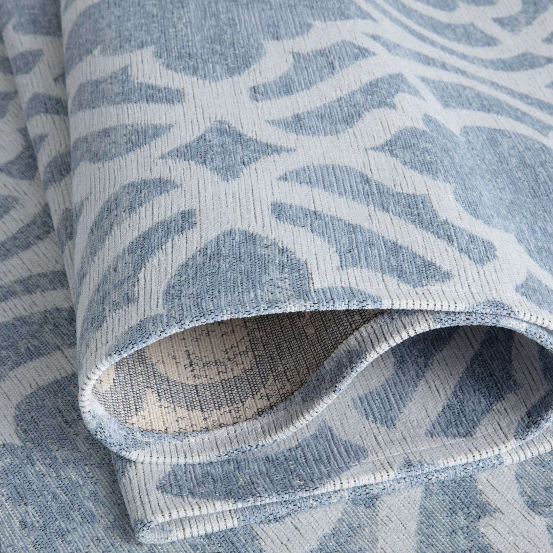 Machine Washable Flat-weave Moroccan Rug Blue