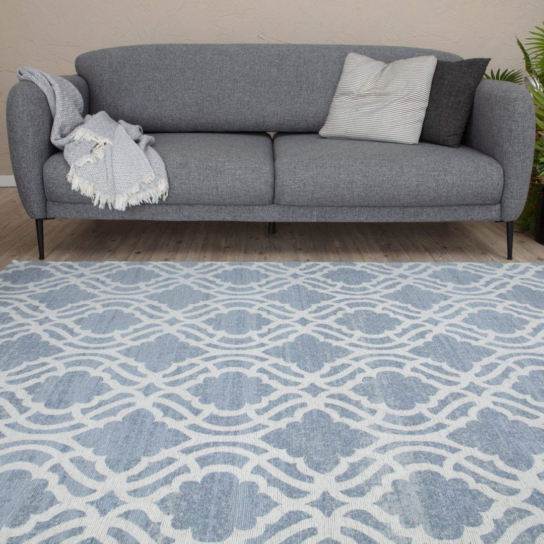 Machine Washable Flat-weave Moroccan Rug Blue