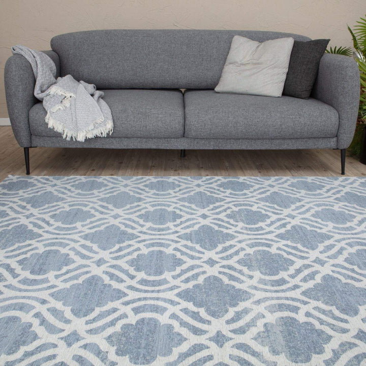Machine Washable Flat-weave Moroccan Rug Blue