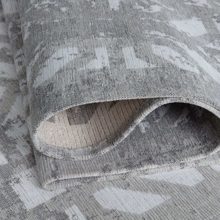 Machine Washable Flatweave Rug Geometric in Grey
