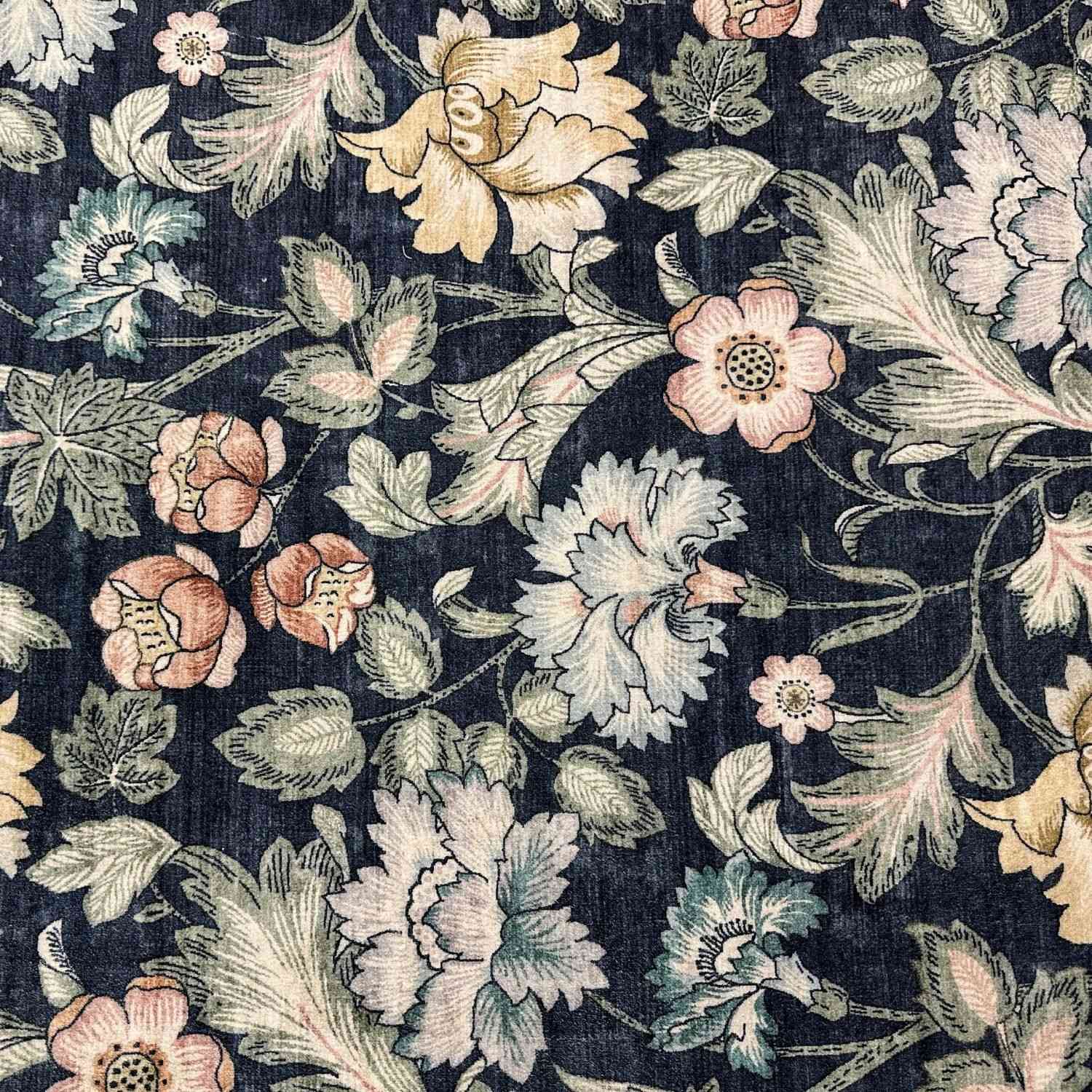 midnight-floral-rug-mlticoloured-flowers-in black background-plush feel