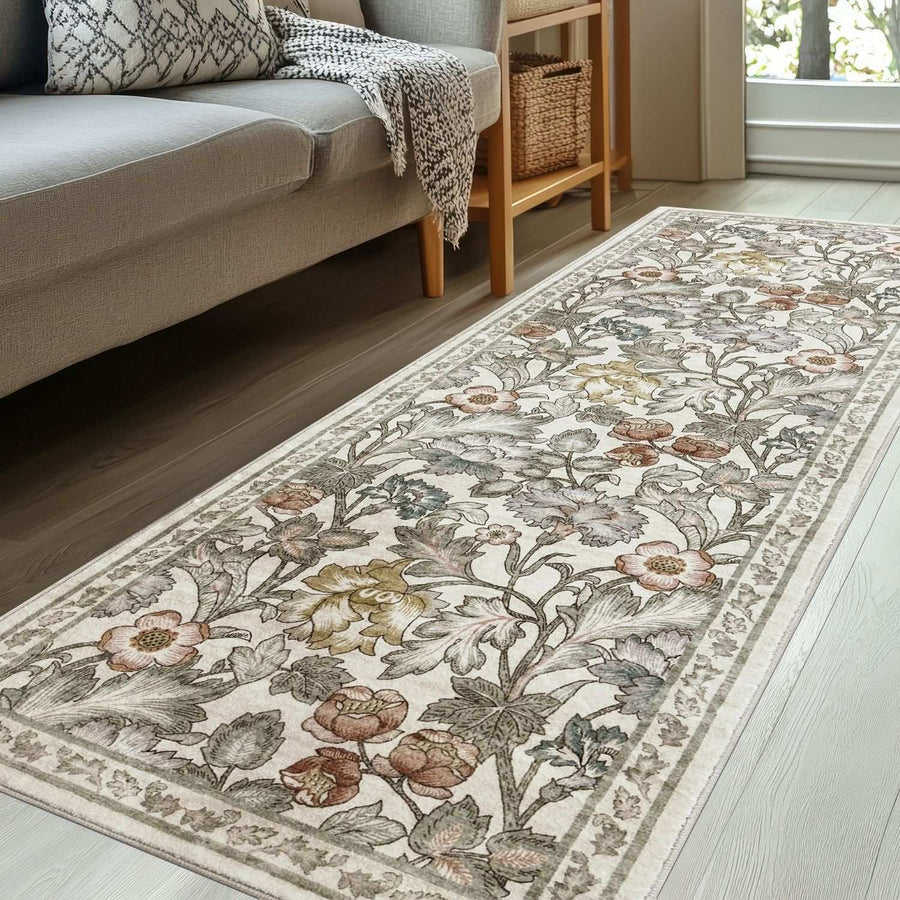 Natural Rug Print The Rugs Classical Natural Florals Rug - Multicolour Design