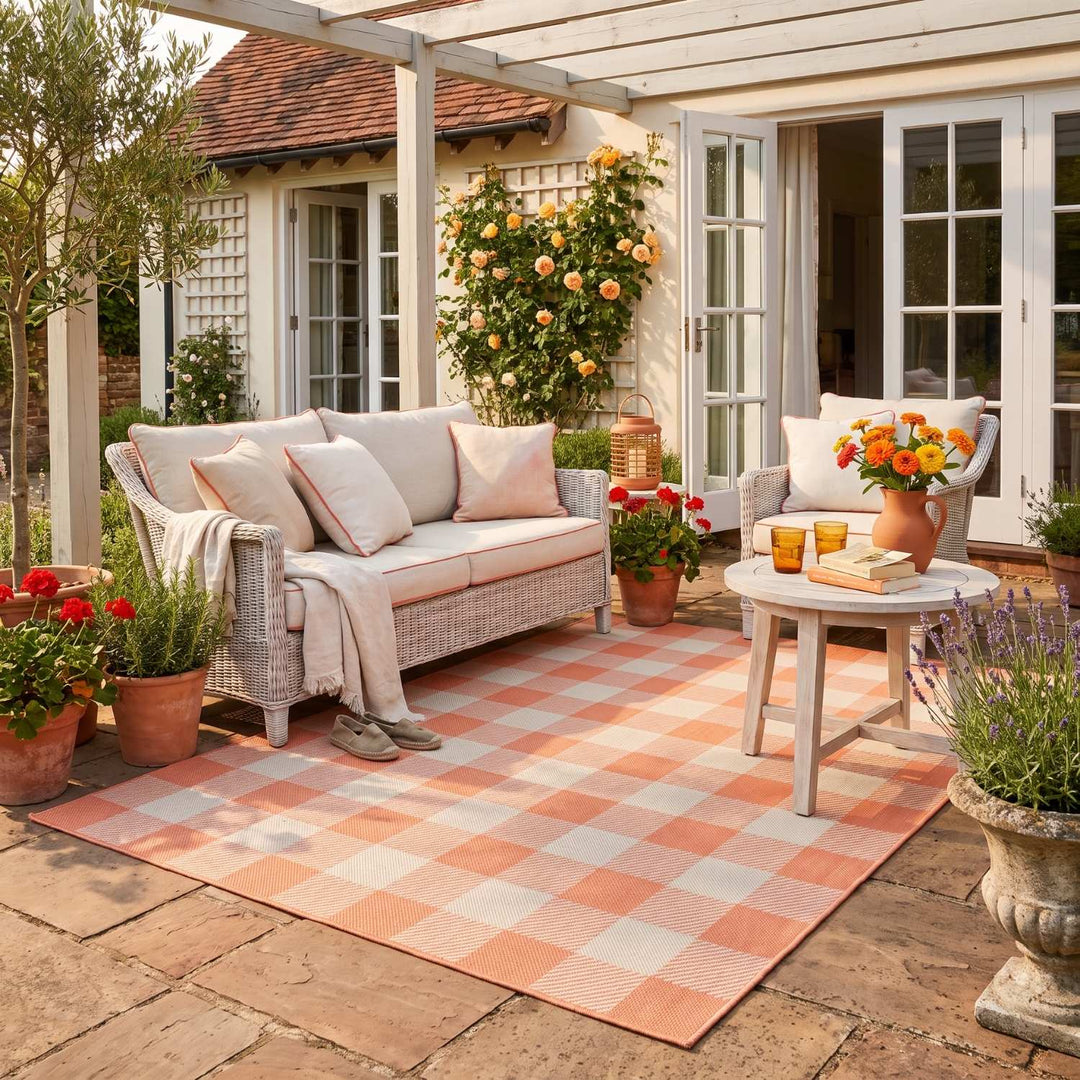 Outdoor-Indoor Rug Orange Geometric Design Weather-Proof | The Rugs