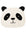 Panda-shaped pillow with black and white design on a white background