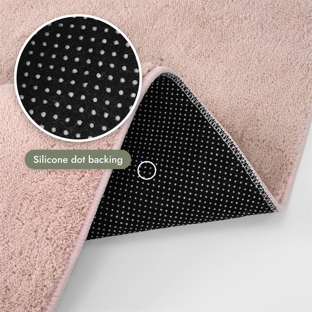Washmellow pink washable rug, silicone dot backing that grips hard floors | The Rugs