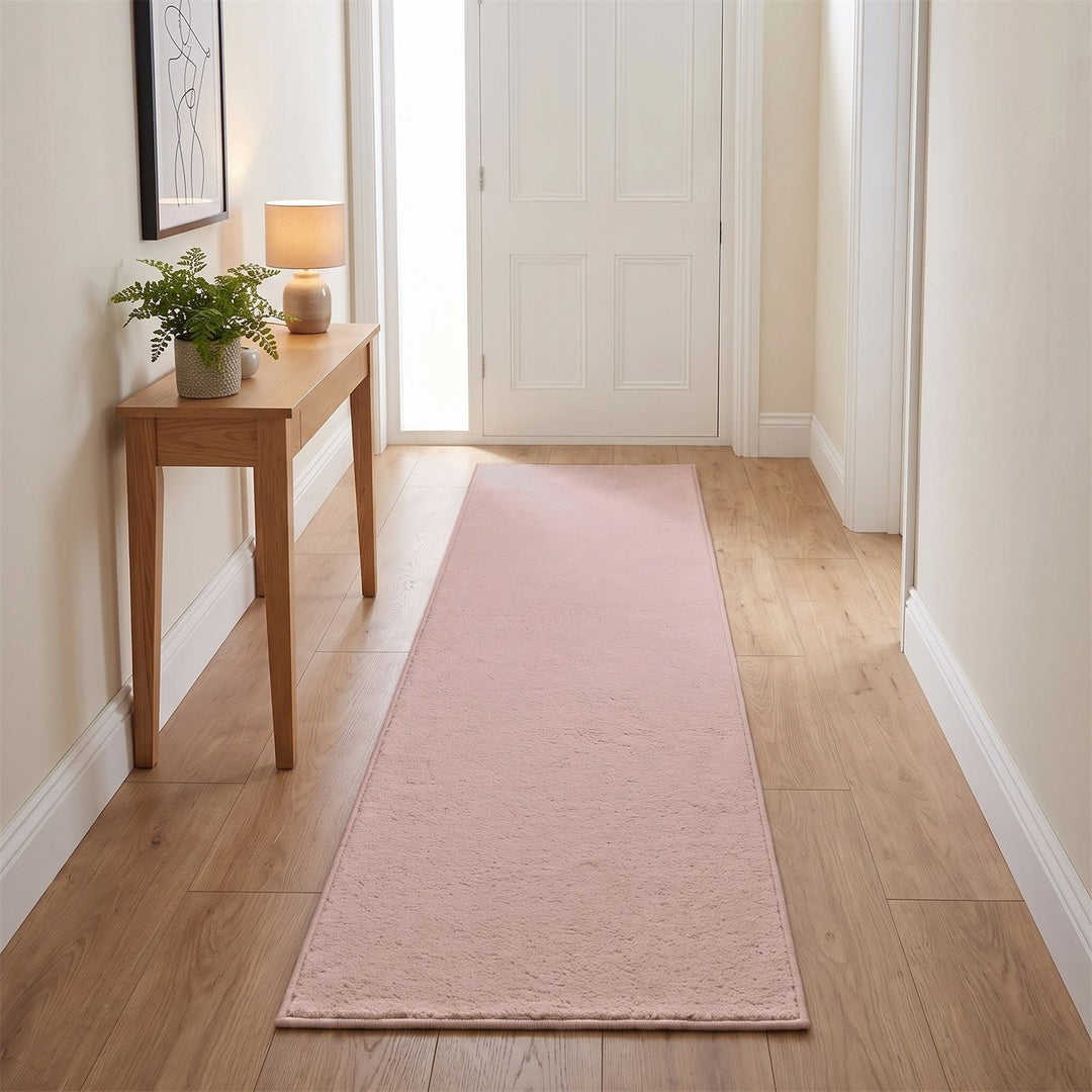 Washmellow pink washable runner in a hallway | The Rugs