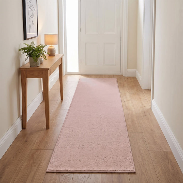 Washmellow pink washable runner in a hallway | The Rugs