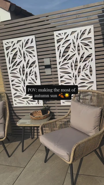 Making the most of the autumn sun on the patio 🍂 Our little corner has the Dark Grey Nature outdoor rug from The Rugs and it’s made the space feel like an extra room. Soft underfoo