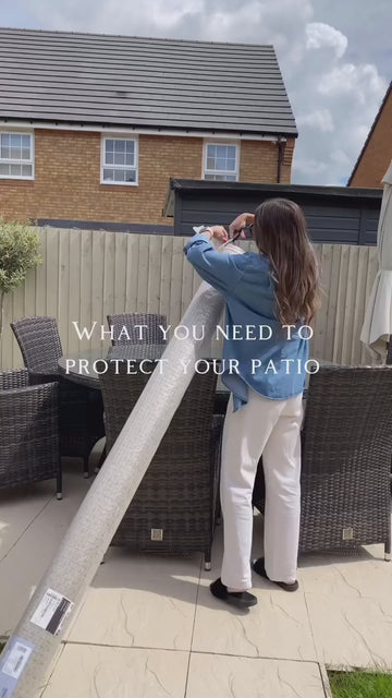 An outdoor rug can protect your patio in several ways: 1️⃣ Surface Protection: It acts as a barrier between furniture and the patio surface, preventing scratches, dents, and other 