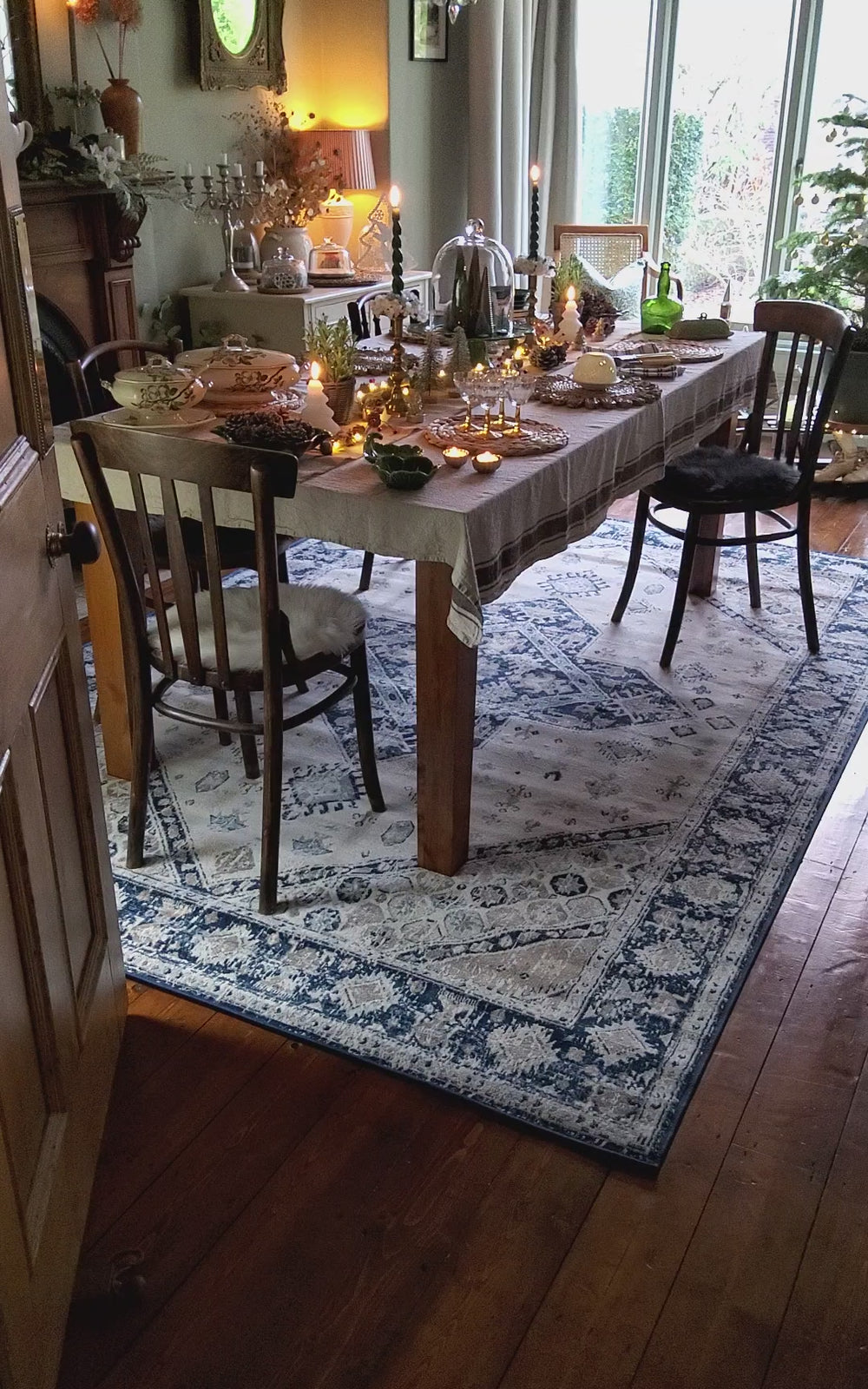 Living Room Oriental Rug in Blue | The Rugs