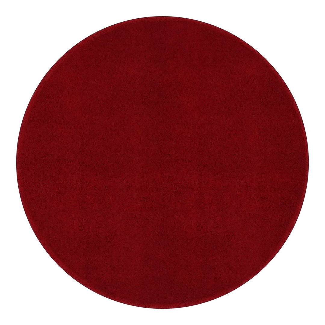 Washmellow red round washable rug, top view | The Rugs