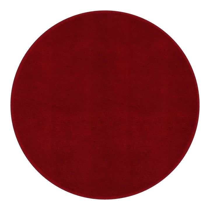 Washmellow red round washable rug, top view | The Rugs