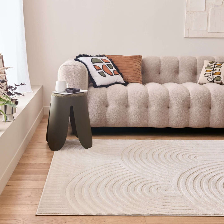 The Rugs Modern Living Room Rug - Waves Design Ripple Rug in Cream