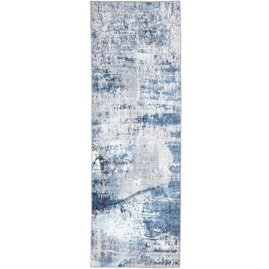 Eco-Washable Blue Rug Abstract Design
