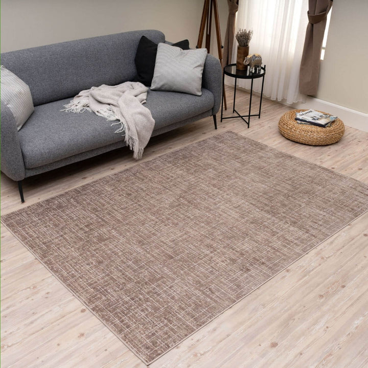 Rustic Beige Scandi Design Rug, water resistant, stain resistant, eco-friendly rug.