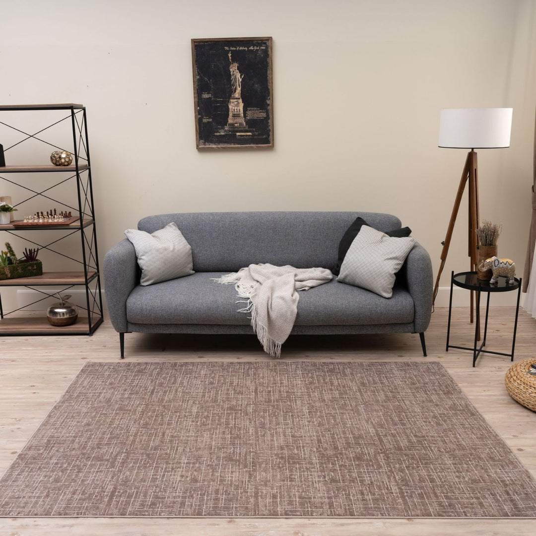 Rustic Beige Scandi Design Rug, water resistant, stain resistant, eco-friendly rug.