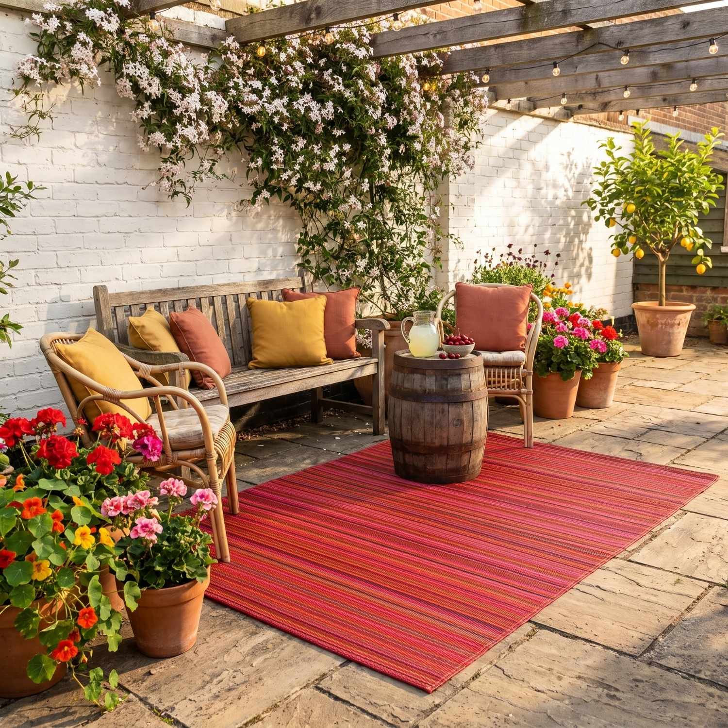 Rainbow Outdoor Rug Terra, weather-resistant, reversible.
