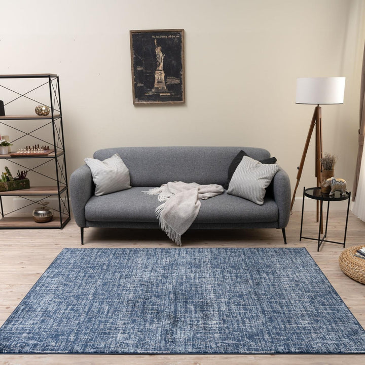 Rustic Blue Scandi Design Rug, hypoallergenic, family-friendly, easy to clean| The Rugs