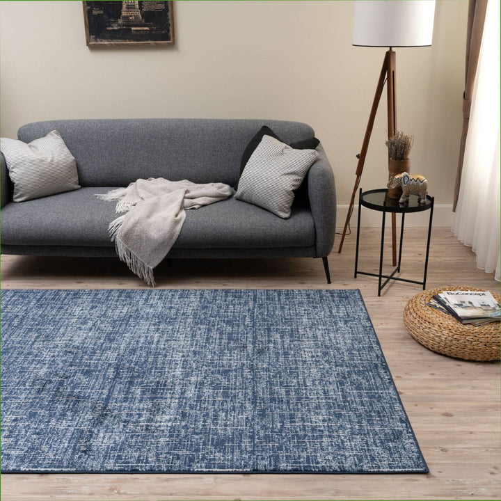 Rustic Blue Scandi Design Rug, hypoallergenic, family-friendly, easy to clean| The Rugs