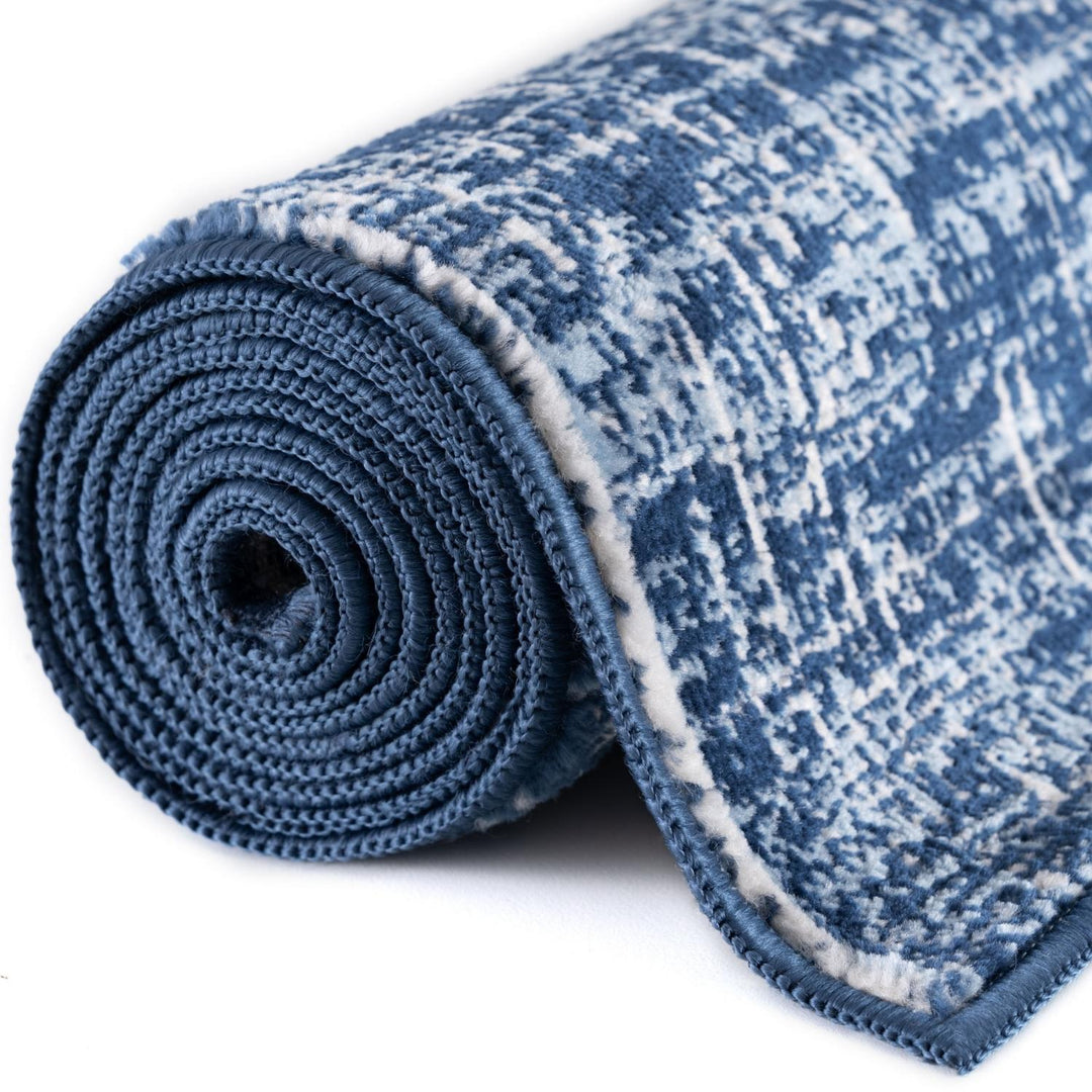 Rustic Blue Scandi Design Rug, hypoallergenic, family-friendly, easy to clean| The Rugs