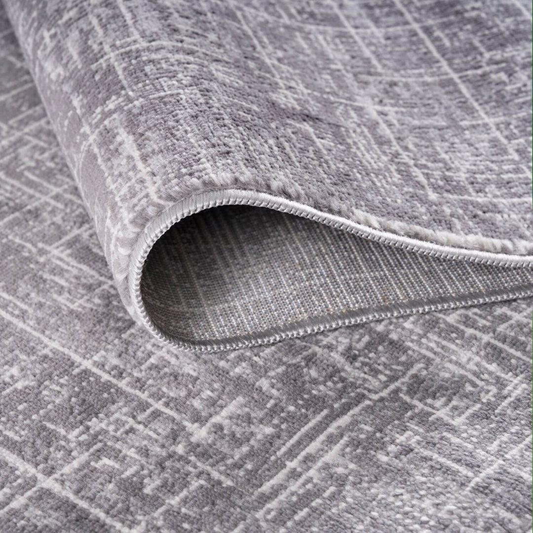 Rustic Grey Scandi Design Rug, hypoallergenic, eco-friendly, soft pile rug.