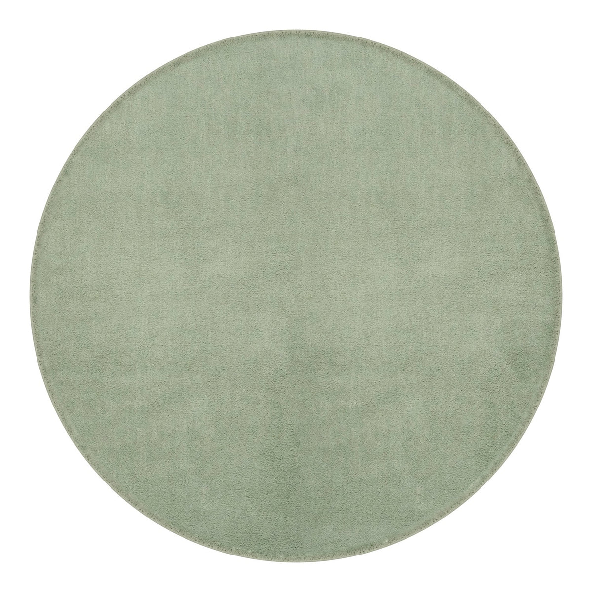 Washmellow sage green round washable rug, top view | The Rugs