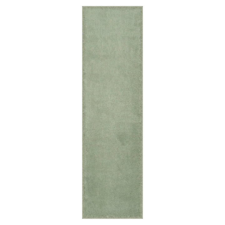 Washmellow sage green washable runner, top view of the 80x280 runner | The Rugs