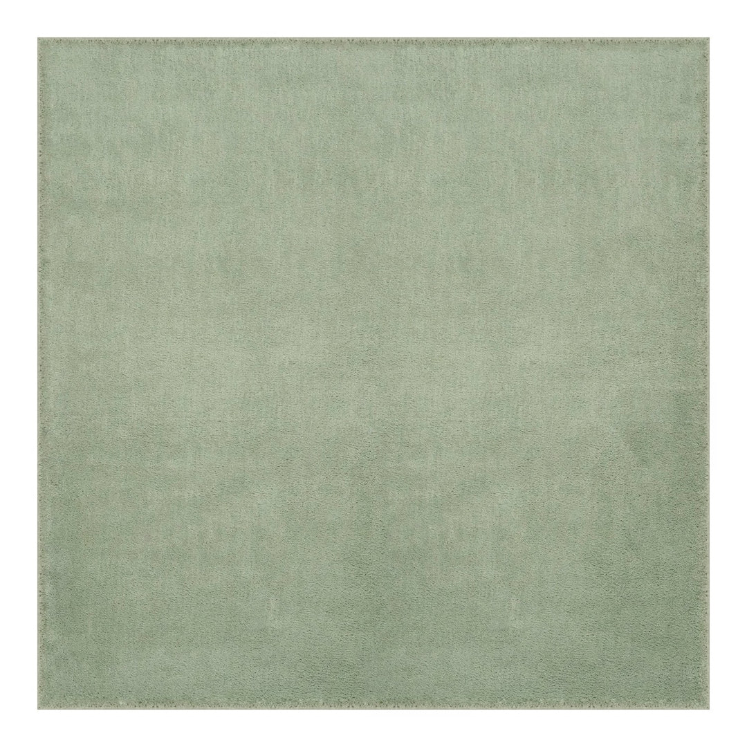Washmellow sage green square washable rug, top view | The Rugs