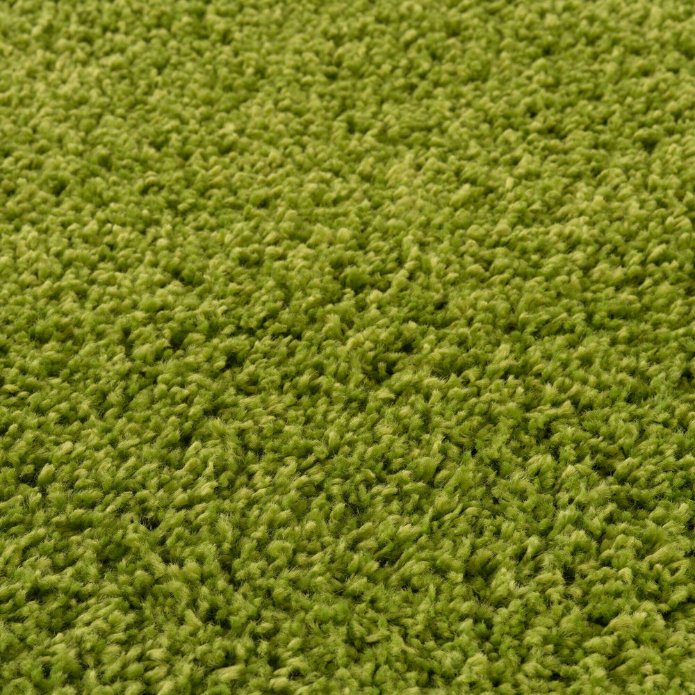 Premium Shaggy Rug Plain Green Rectangle Shape | The Rugs