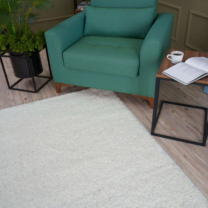 The Rugs Area Rug - Modern Luxury Shaggy Rug Solid White