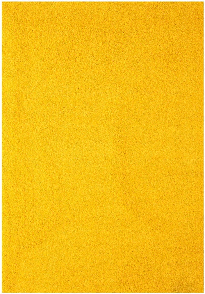 Premium Shaggy Rug Plain Yellow Rectangle Shape | The Rugs