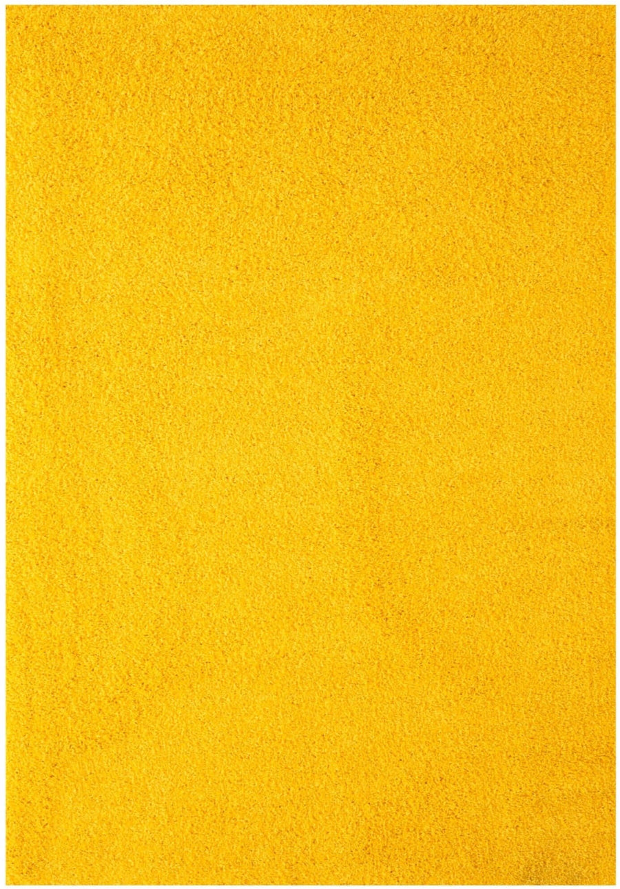 Premium Shaggy Rug Plain Yellow Rectangle Shape | The Rugs