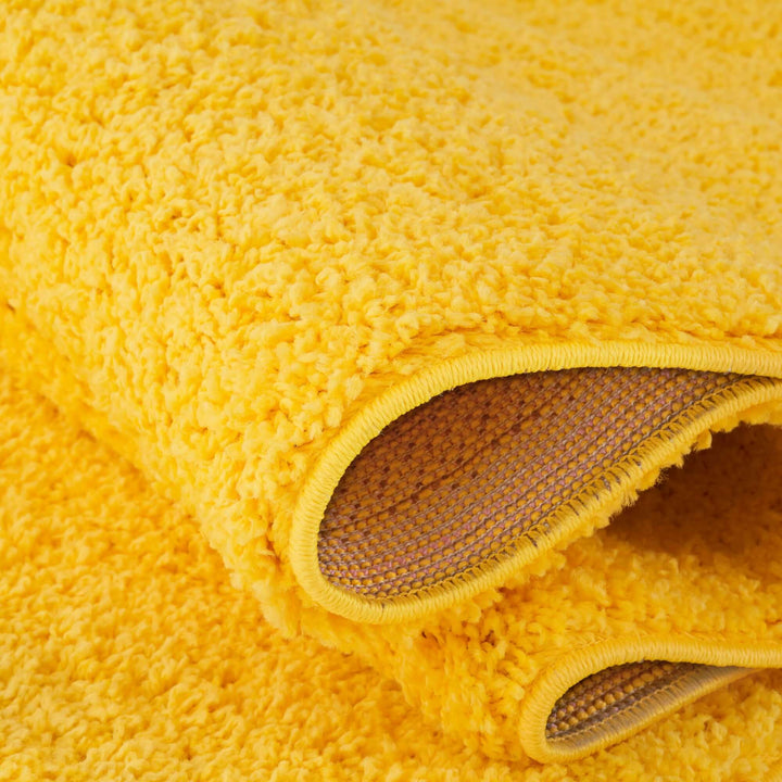 Premium Shaggy Rug Plain Yellow Rectangle Shape | The Rugs